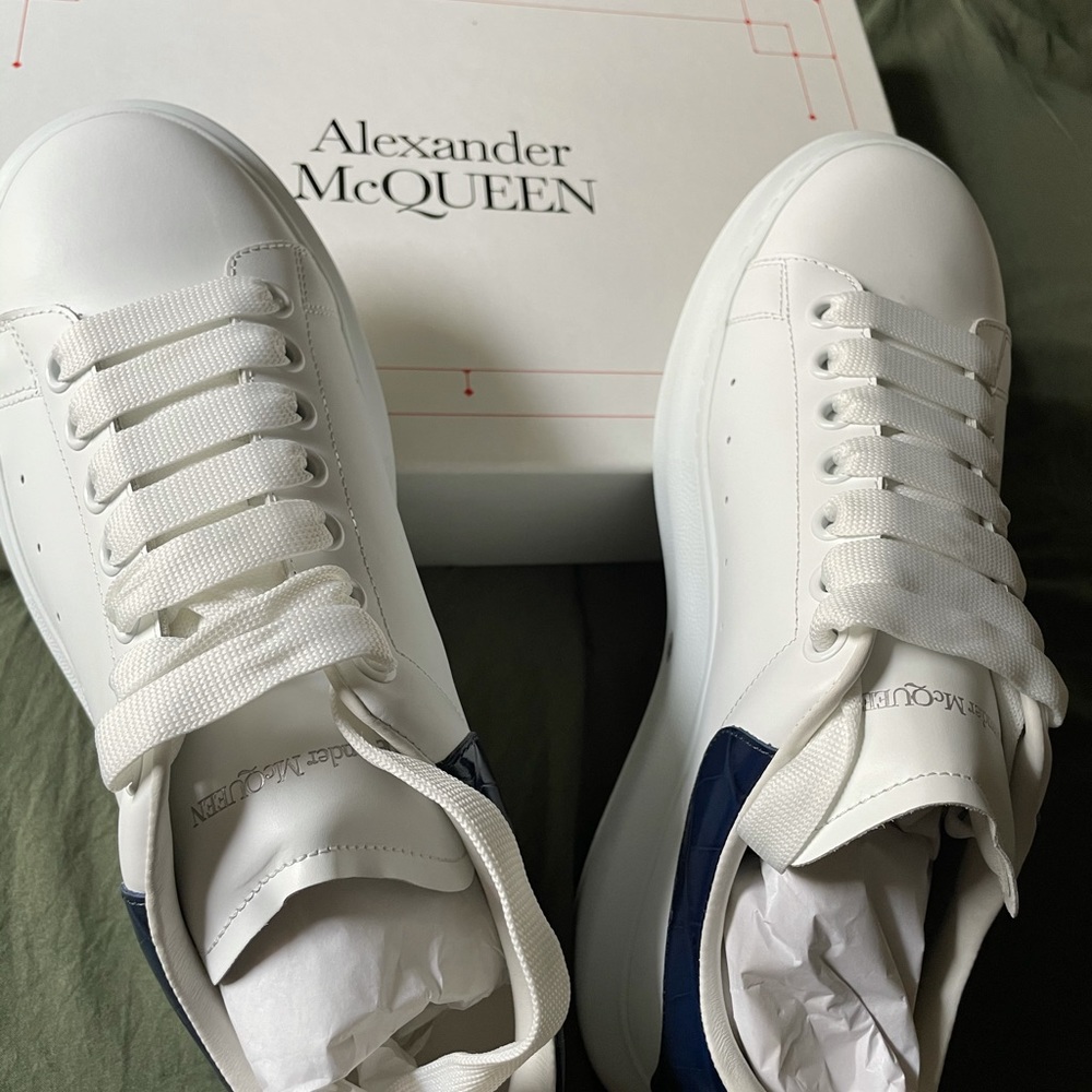 Alexander McQueen white and blue sneakers
